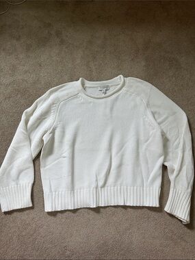 Free Assembly Women's White Crewneck Knit Sweater - Lightweight Coastal Layer